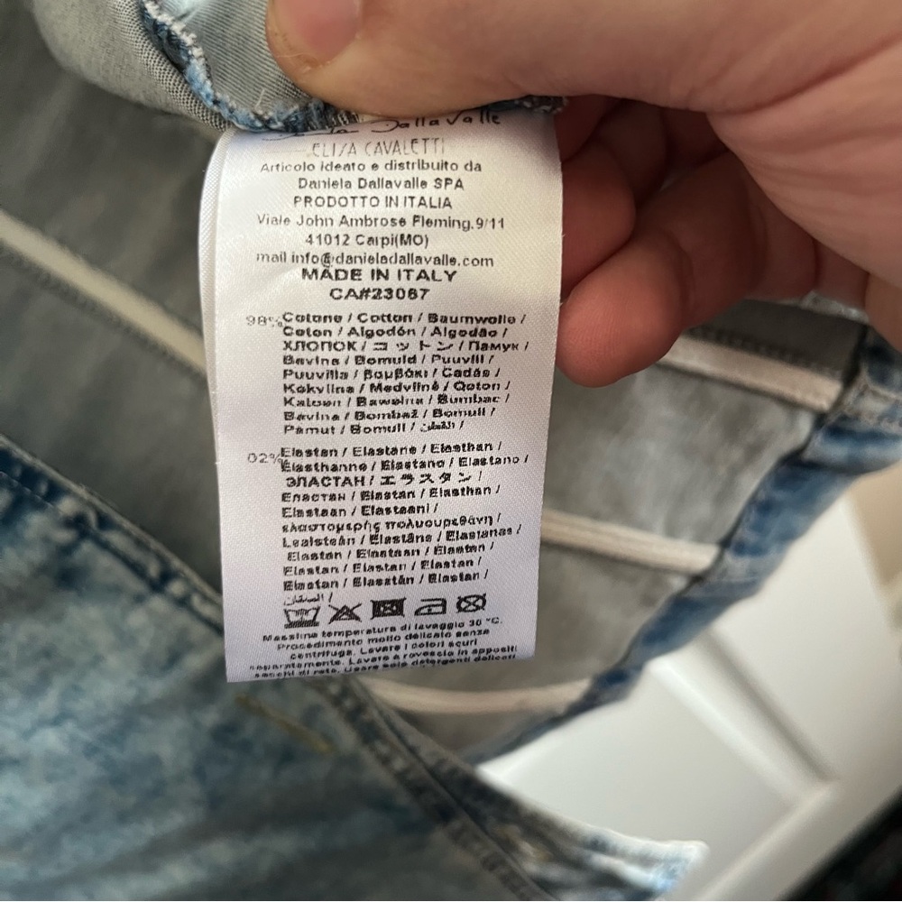 Elisa Cavaletti Patchwork Jean Jacket w/ Detail Stitching & Stone Wash Design - Picture 14 of 15